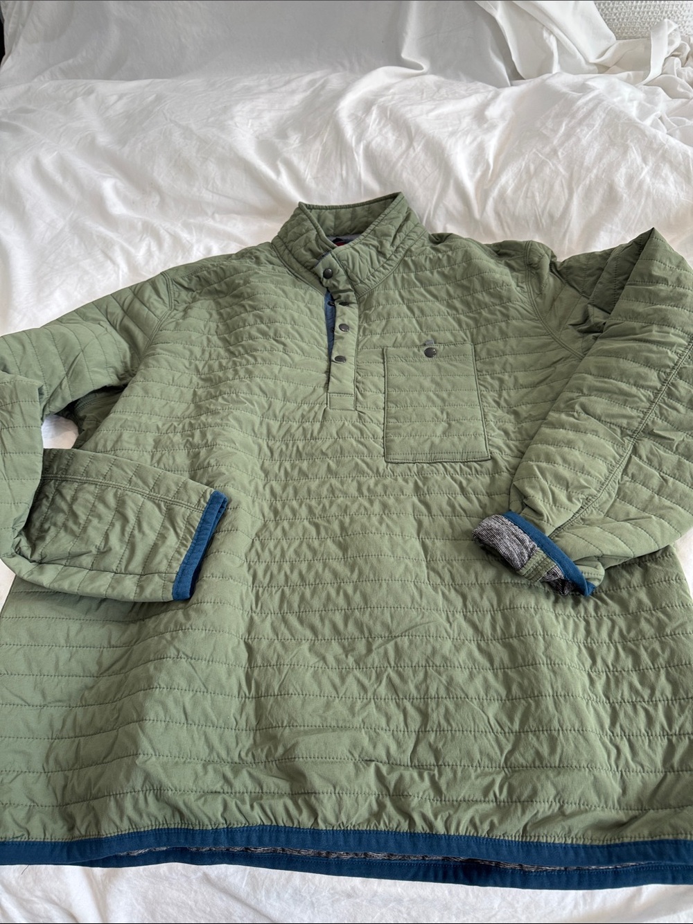 Olive Green Quilted Pullover Jacket